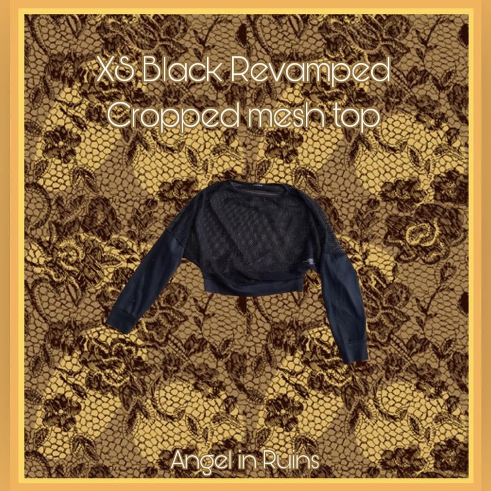 Black Revamped Cropped Mesh Top